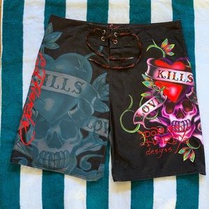 Ed Hardy “Surf or Die” Board Shorts